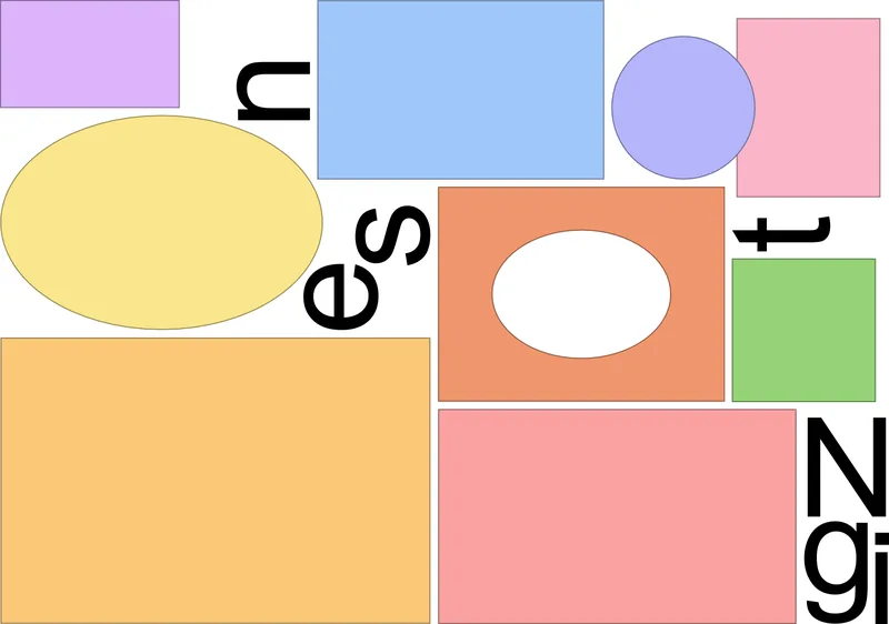 CorelDRAW 2025: harfler ayrılıp döndürülerek levhaya sıkıca yerleşmiş, delikli parça korunmuş